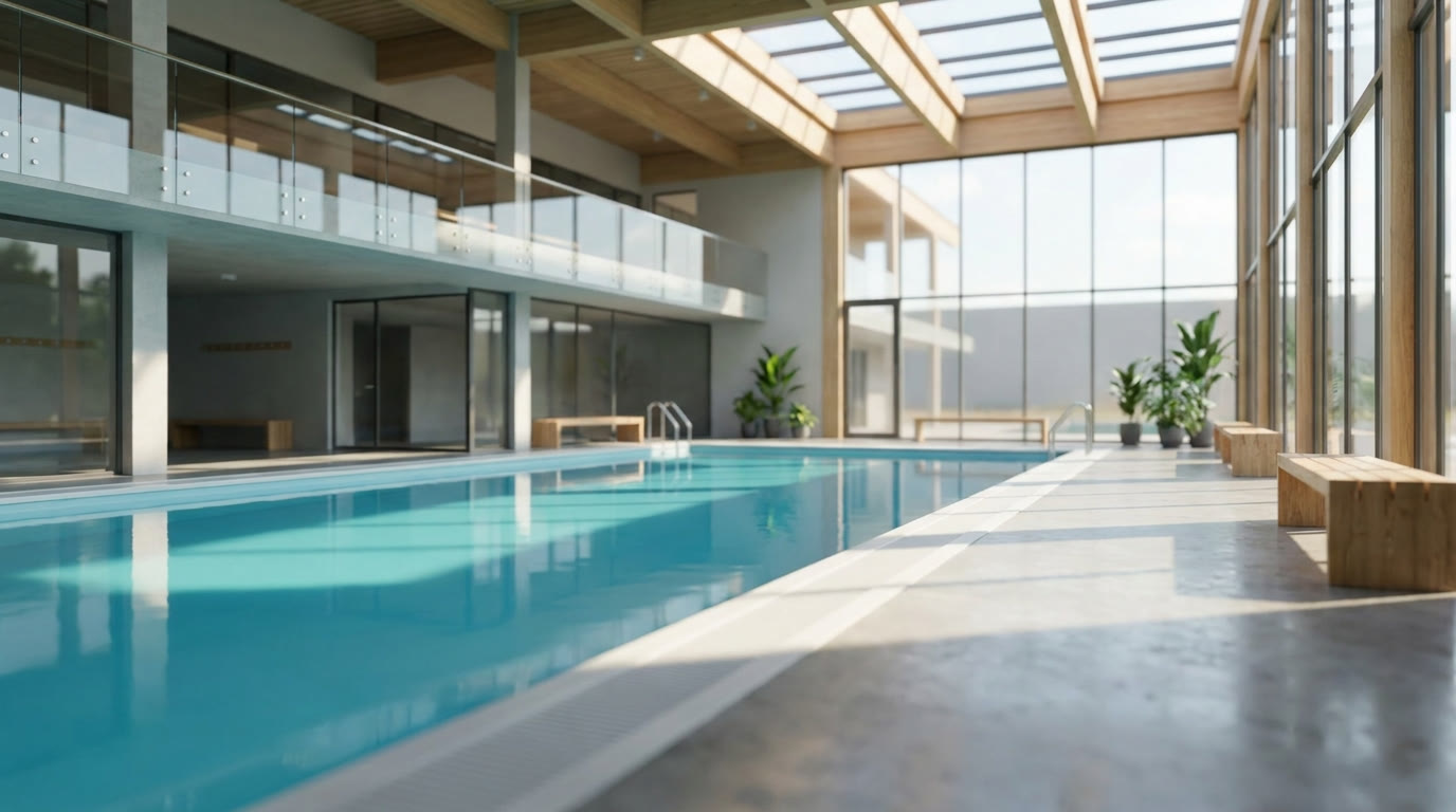 Local technique de piscine avec sondes connectées au carnet sanitaire